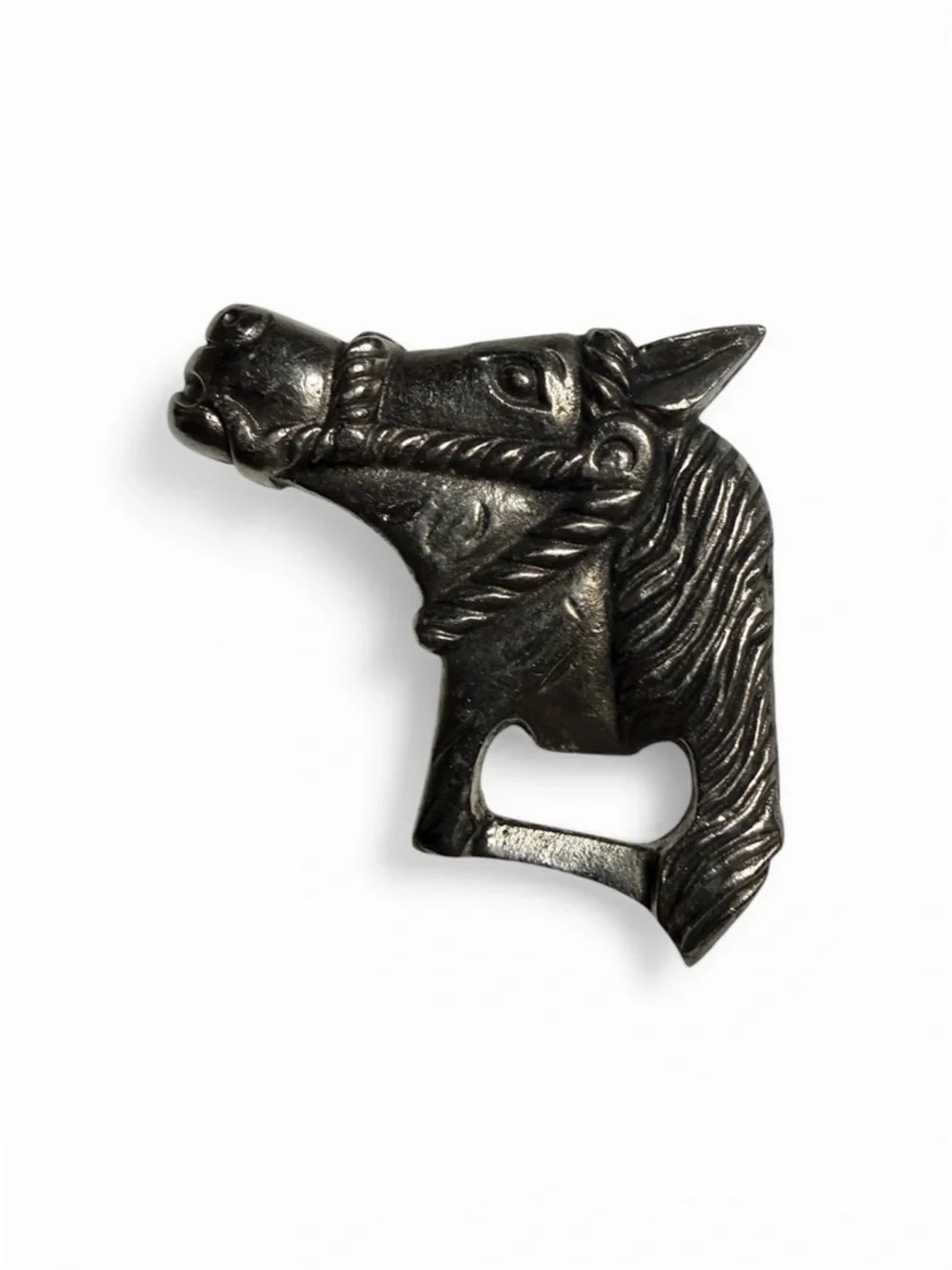 Vintage Horse Head‎ Bottle Opener Silver Metal Equestrian Western Barware